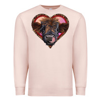 Pale Pink leopard heart highland calf Premium Sweatshirt - RanaPortraitStore