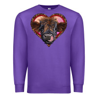 Purple leopard heart highland calf Premium Sweatshirt - RanaPortraitStore