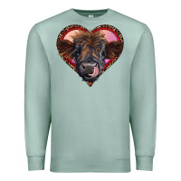 Seafoam leopard heart highland calf Premium Sweatshirt - RanaPortraitStore