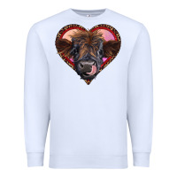 White leopard heart highland calf Premium Sweatshirt - RanaPortraitStore