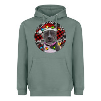 Sage Pitbull And Buffalo Plaid Heavyweight Hoodie - RanaPortraitStore