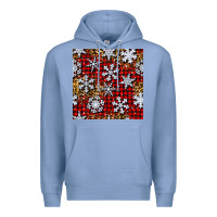 Colony Blue christmas snow crystals with plaid seamless pattern Premium Hoodie - BundleAndBundleShop