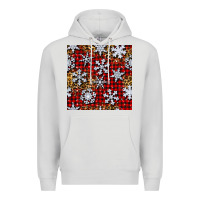 Dove Grey christmas snow crystals with plaid seamless pattern Premium Hoodie - BundleAndBundleShop