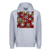 Heather Grey christmas snow crystals with plaid seamless pattern Premium Hoodie - BundleAndBundleShop