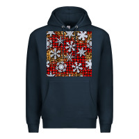 Navy christmas snow crystals with plaid seamless pattern Premium Hoodie - BundleAndBundleShop