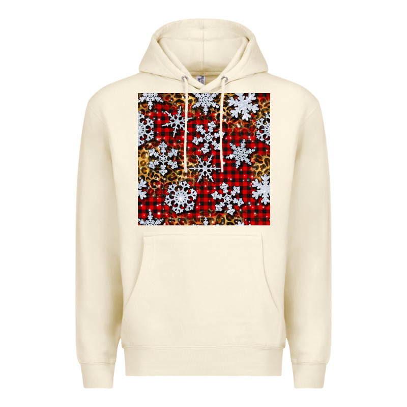 Christmas Snow Crystals With Plaid Seamless Pattern Premium Hoodie by BundleAndBundleShop | Teevron