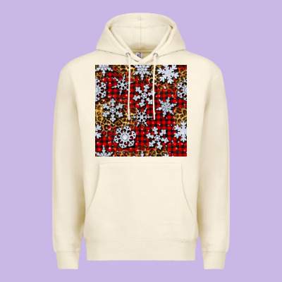 Christmas Snow Crystals With Plaid Seamless Pattern Premium Hoodie Designed By Bundleandbundleshop