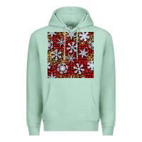 Seafoam christmas snow crystals with plaid seamless pattern Premium Hoodie - BundleAndBundleShop