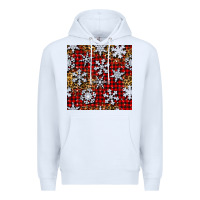 White christmas snow crystals with plaid seamless pattern Premium Hoodie - BundleAndBundleShop