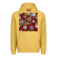 Antique Gold christmas snow crystals with plaid seamless pattern Premium Hoodie - BundleAndBundleShop