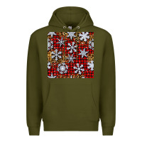 Army Green christmas snow crystals with plaid seamless pattern Premium Hoodie - BundleAndBundleShop