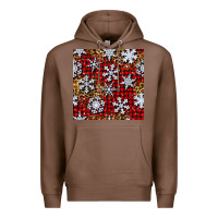Chestnut christmas snow crystals with plaid seamless pattern Premium Hoodie - BundleAndBundleShop