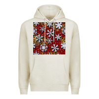 Oatmeal Heather christmas snow crystals with plaid seamless pattern Premium Hoodie - BundleAndBundleShop
