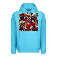 Ocean Blue christmas snow crystals with plaid seamless pattern Premium Hoodie - BundleAndBundleShop