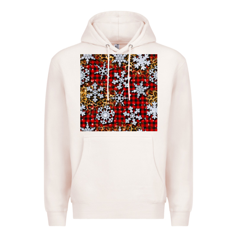 Christmas Snow Crystals With Plaid Seamless Pattern Premium Hoodie by BundleAndBundleShop | Teevron