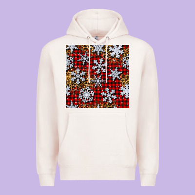 Christmas Snow Crystals With Plaid Seamless Pattern Premium Hoodie Designed By Bundleandbundleshop