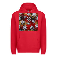 Red christmas snow crystals with plaid seamless pattern Premium Hoodie - BundleAndBundleShop