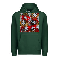 Sports Green christmas snow crystals with plaid seamless pattern Premium Hoodie - BundleAndBundleShop
