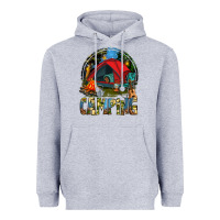 Heather Grey camping Heavyweight Hoodie - texasbilliewilder