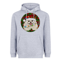 Heather Grey Christmas pomeranian Heavyweight Hoodie - RanaPortraitStore