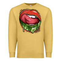 Antique Gold watermelon lips with leopard Premium Sweatshirt - texasbilliewilder