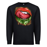 Black watermelon lips with leopard Premium Sweatshirt - texasbilliewilder