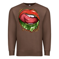 Chestnut watermelon lips with leopard Premium Sweatshirt - texasbilliewilder