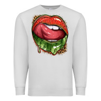 Dove Grey watermelon lips with leopard Premium Sweatshirt - texasbilliewilder