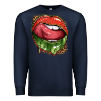 Navy watermelon lips with leopard Premium Sweatshirt - texasbilliewilder