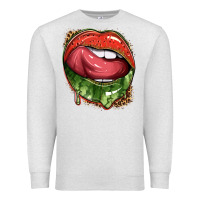Oatmeal Heather watermelon lips with leopard Premium Sweatshirt - texasbilliewilder