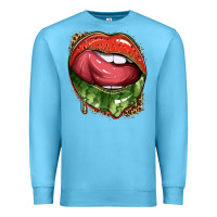 Ocean Blue watermelon lips with leopard Premium Sweatshirt - texasbilliewilder