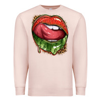 Pale Pink watermelon lips with leopard Premium Sweatshirt - texasbilliewilder