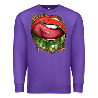Purple watermelon lips with leopard Premium Sweatshirt - texasbilliewilder