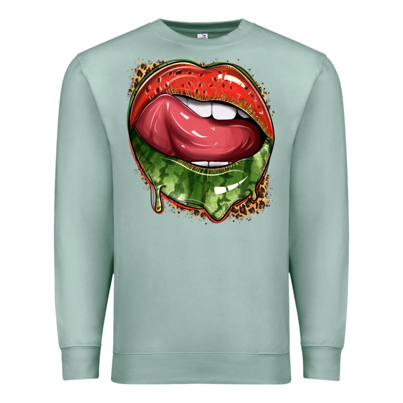 Watermelon Lips With Leopard Premium Sweatshirt by texasbilliewilder | Teevron