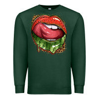 Sports Green watermelon lips with leopard Premium Sweatshirt - texasbilliewilder