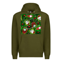 Army Green christmas gnomes seamless pattern Premium Hoodie - BundleAndBundleShop
