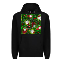 Black christmas gnomes seamless pattern Premium Hoodie - BundleAndBundleShop