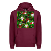 Burgundy christmas gnomes seamless pattern Premium Hoodie - BundleAndBundleShop