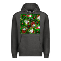 Charcoal Heather christmas gnomes seamless pattern Premium Hoodie - BundleAndBundleShop
