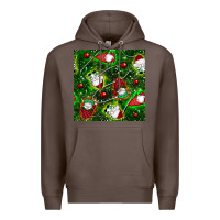 Coffee christmas gnomes seamless pattern Premium Hoodie - BundleAndBundleShop