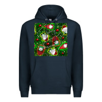 Navy christmas gnomes seamless pattern Premium Hoodie - BundleAndBundleShop