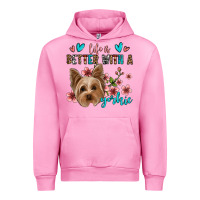 Fuchsia Pink life is better with a yorkie Urban Hoodie - Jasminsmagicworld