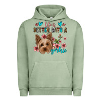 Pigment Oil Green life is better with a yorkie Urban Hoodie - Jasminsmagicworld