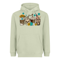 Matcha coffee cups bull skull with gemstones Heavyweight Hoodie - texasbilliewilder