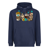 Navy coffee cups bull skull with gemstones Heavyweight Hoodie - texasbilliewilder