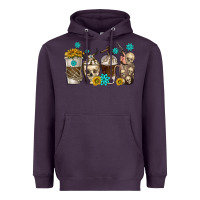 Plum coffee cups bull skull with gemstones Heavyweight Hoodie - texasbilliewilder