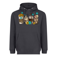 Smoke coffee cups bull skull with gemstones Heavyweight Hoodie - texasbilliewilder