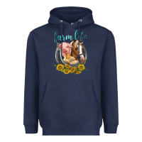 Navy chicken pig horse farm life Heavyweight Hoodie - texasbilliewilder