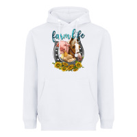 White chicken pig horse farm life Heavyweight Hoodie - texasbilliewilder