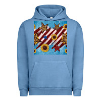 Pigment Pebble Blue western star with sunflower seamless pattern Urban Hoodie - BundleAndBundleShop